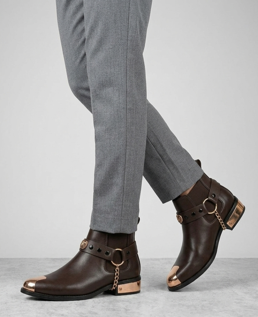 Imperial Chain Chelsea Boots - Brown