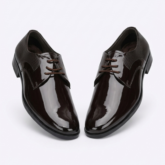 Midnight Luxe Patent Oxfords - Brown