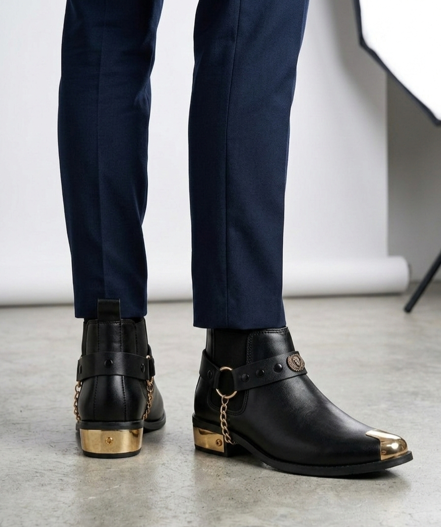 Imperial Chain Chelsea Boots - Black