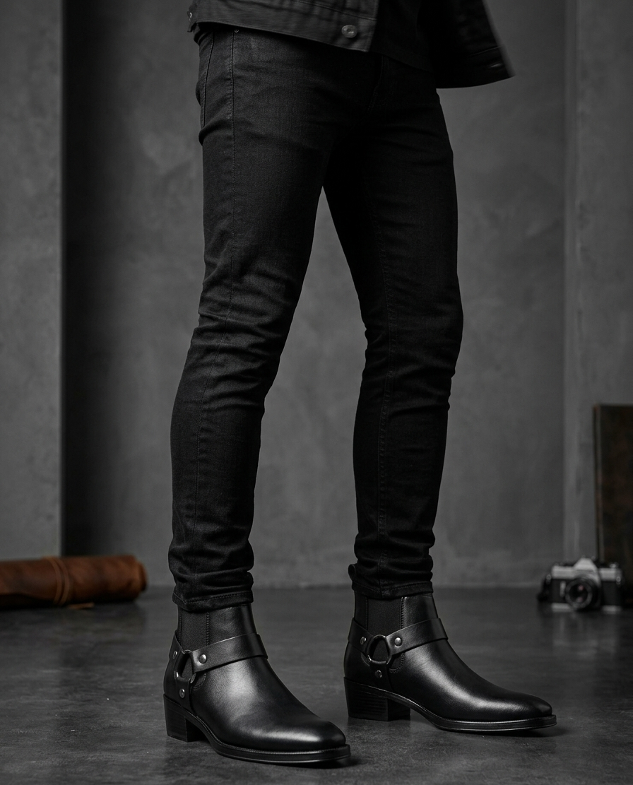 Rogue Harness Chelsea Boots - Black