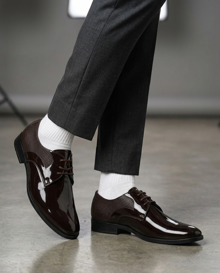 Midnight Luxe Patent Oxfords - Brown