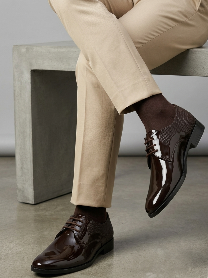 Midnight Luxe Patent Oxfords - Brown