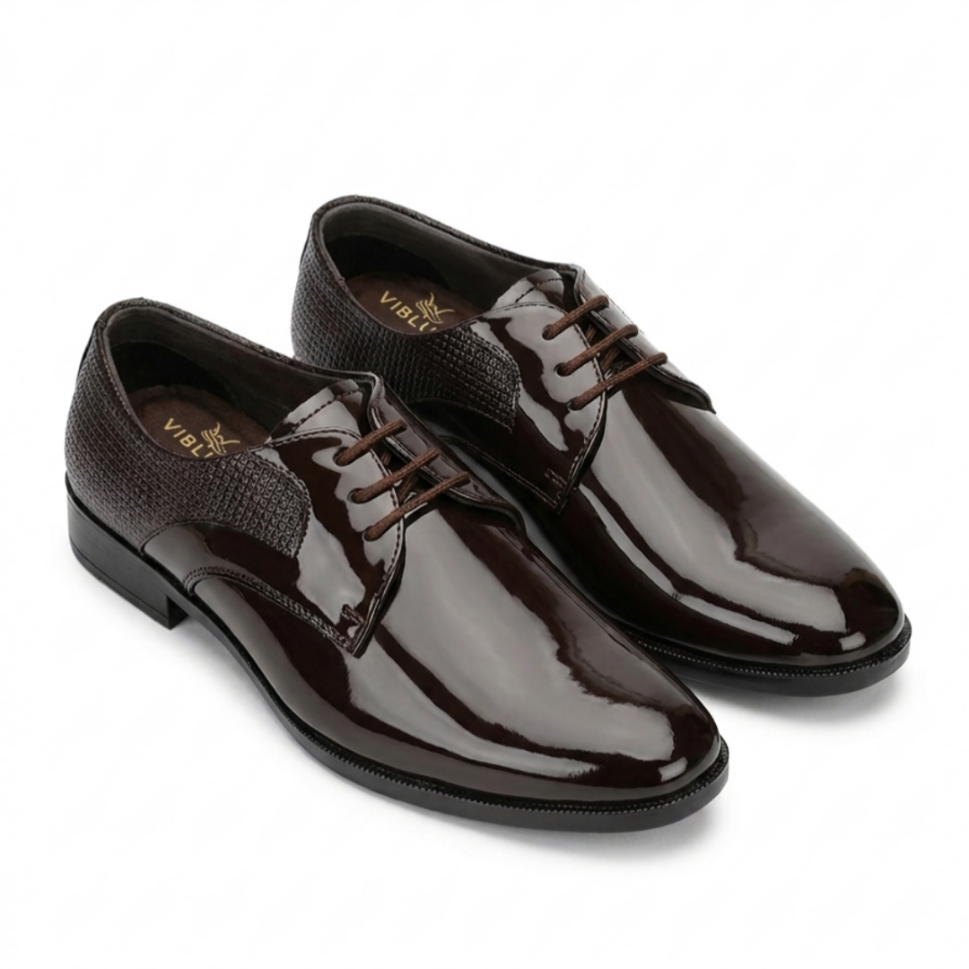 Midnight Luxe Patent Oxfords - Brown