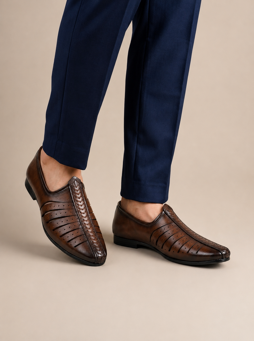 Nawab Noir Ethnic Loafers - Brown