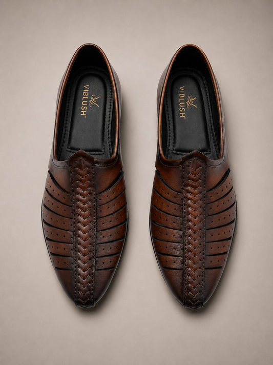 Nawab Noir Ethnic Loafers - Brown
