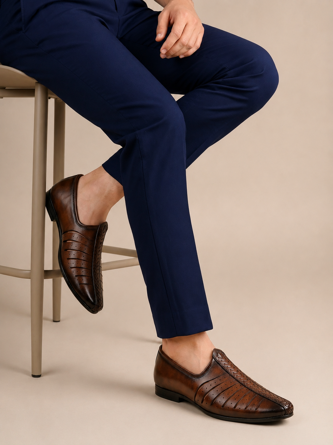 Nawab Noir Ethnic Loafers - Brown